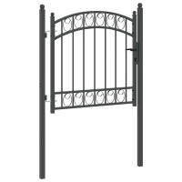 Produktbild för Staketgrind EMMEN 100 x 100 cm Pulverlackerad stål Grå Låsbar
