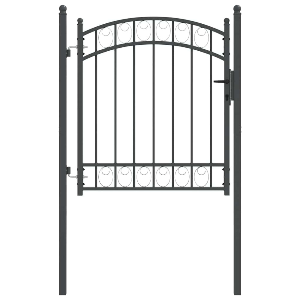 Produktbild för Staketgrind EMMEN 125 x 100 cm Pulverlackerad stål Grå Låsbar