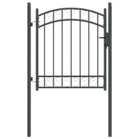 Produktbild för Staketgrind EMMEN 125 x 100 cm Pulverlackerad stål Grå Låsbar