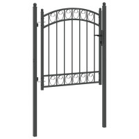Produktbild för Staketgrind EMMEN 125 x 100 cm Pulverlackerad stål Grå Låsbar