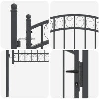 Produktbild för Staketgrind EMMEN 125 x 100 cm Pulverlackerad stål Grå Låsbar