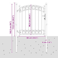 Produktbild för Staketgrind EMMEN 125 x 100 cm Pulverlackerad stål Grå Låsbar