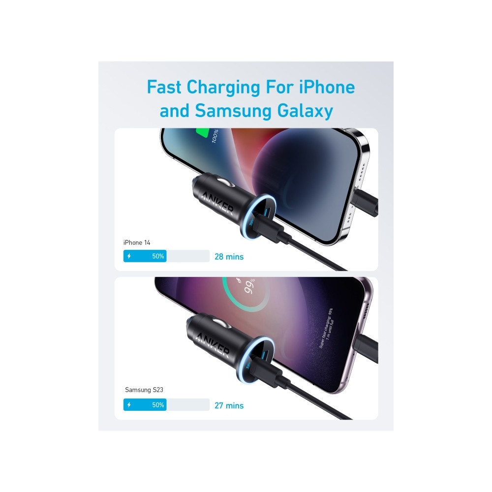 Produktbild för Anker 323 strömadapter för bil - USB, USB-C - 52.5 watt