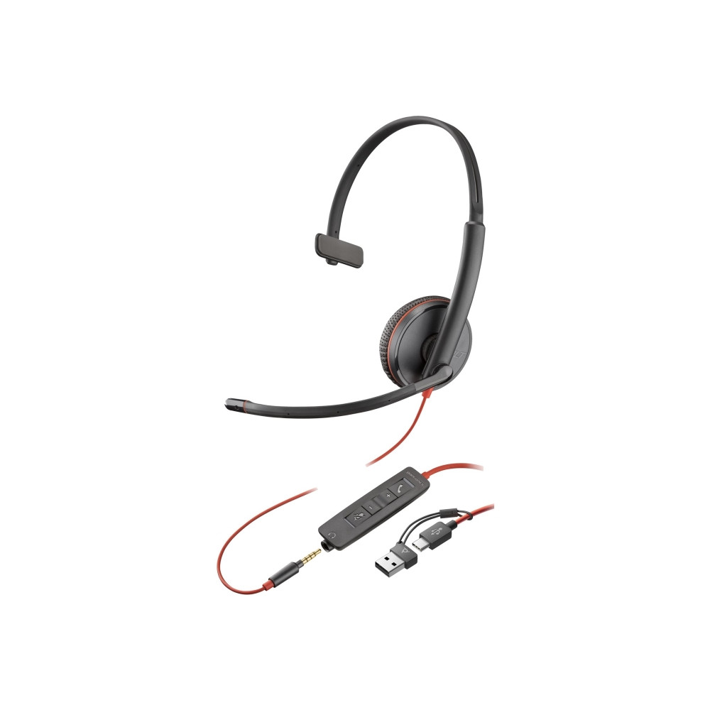 Produktbild för HP Poly Blackwire 3215 - headset - 3,5 mm kontakt, USB-C