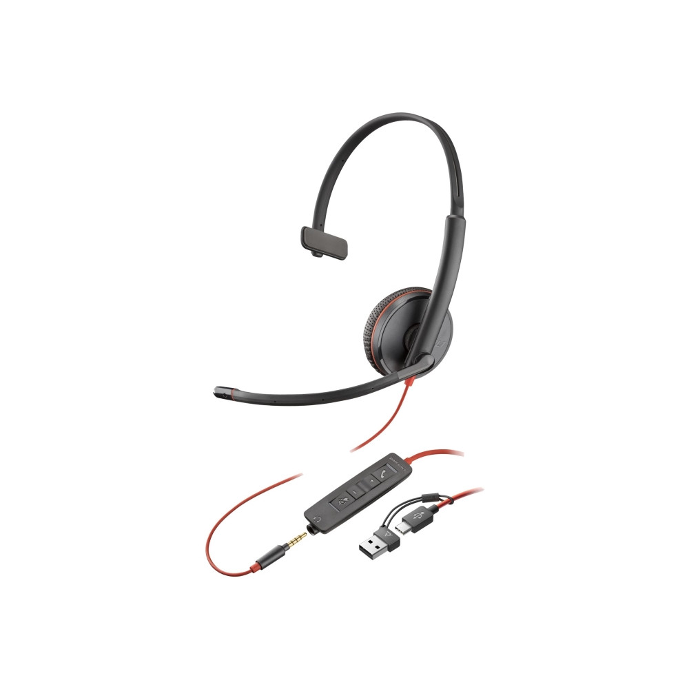 Produktbild för HP Poly Blackwire 3215 - headset - 3,5 mm kontakt, USB-C
