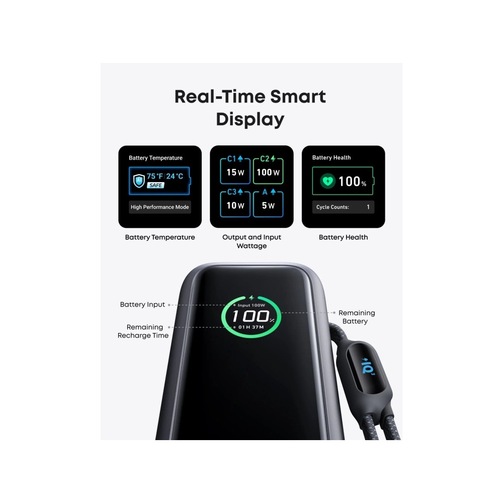 Produktbild för Anker - power bank - built-in and retractable cables - 165 Watt - 25000 mAh