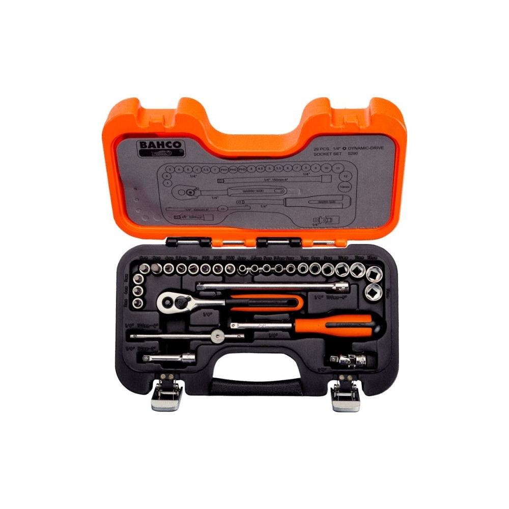 Produktbild för Bahco Hylsnyckelsats 1/4", Hylssats, 1/4", Metrisk, 23 huvud...