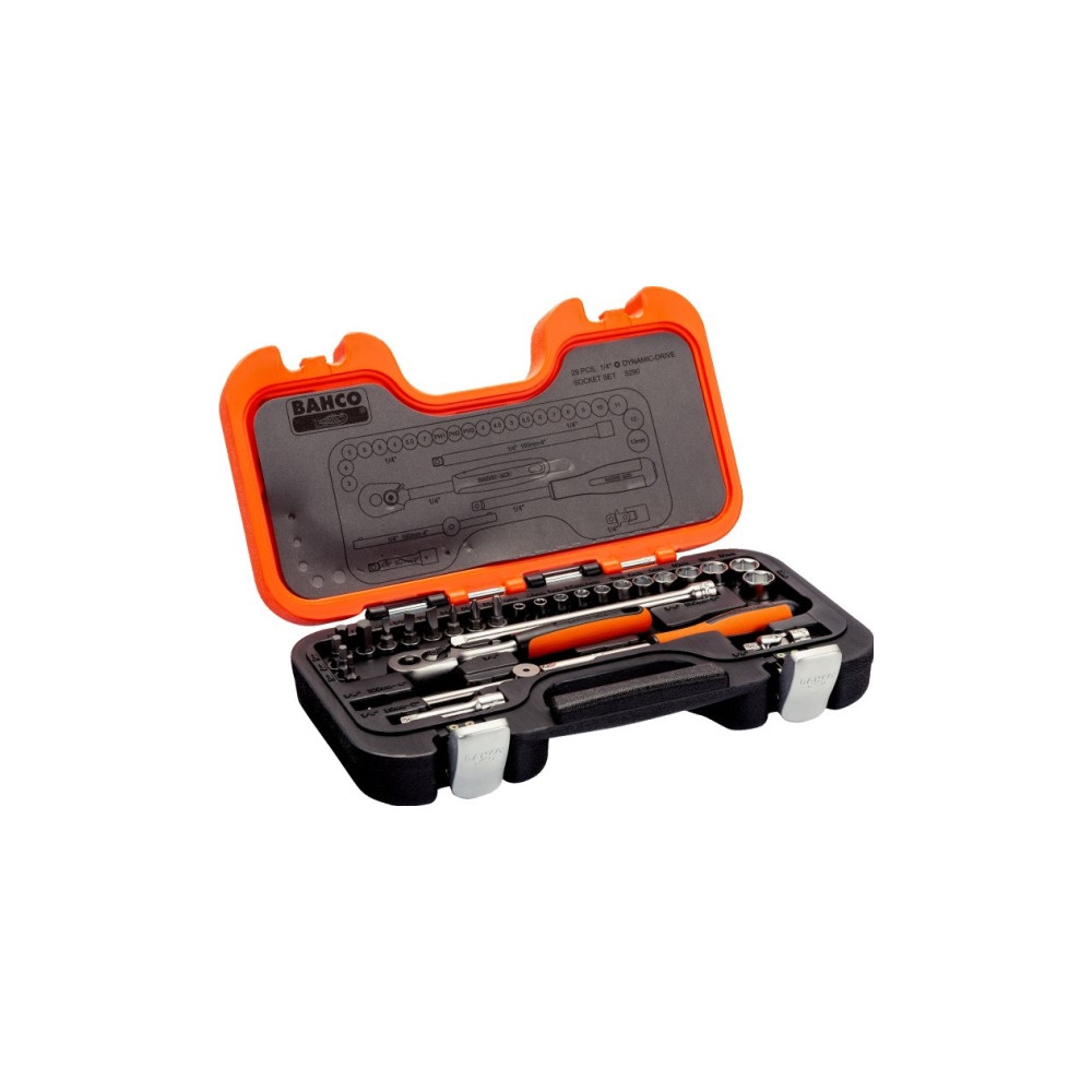 Produktbild för Bahco Hylsnyckelsats 1/4", Hylssats, 1/4", Metrisk, 23 huvud...