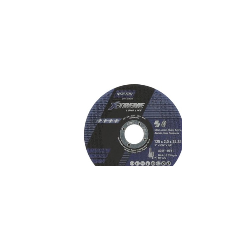 Produktbild för Kap-/skärskiva 125x2,0x22,23 mm A36V-125x2.0x22.2-T41 NOR-X-...