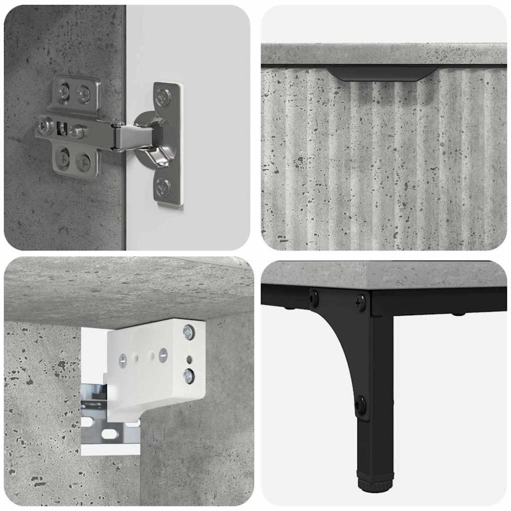 Produktbild för Badrumsmöbelset med låda Betonggrå Ingenjörsträ, Metall