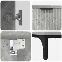 Produktbild för Badrumsmöbelset med låda Betonggrå Ingenjörsträ, Metall