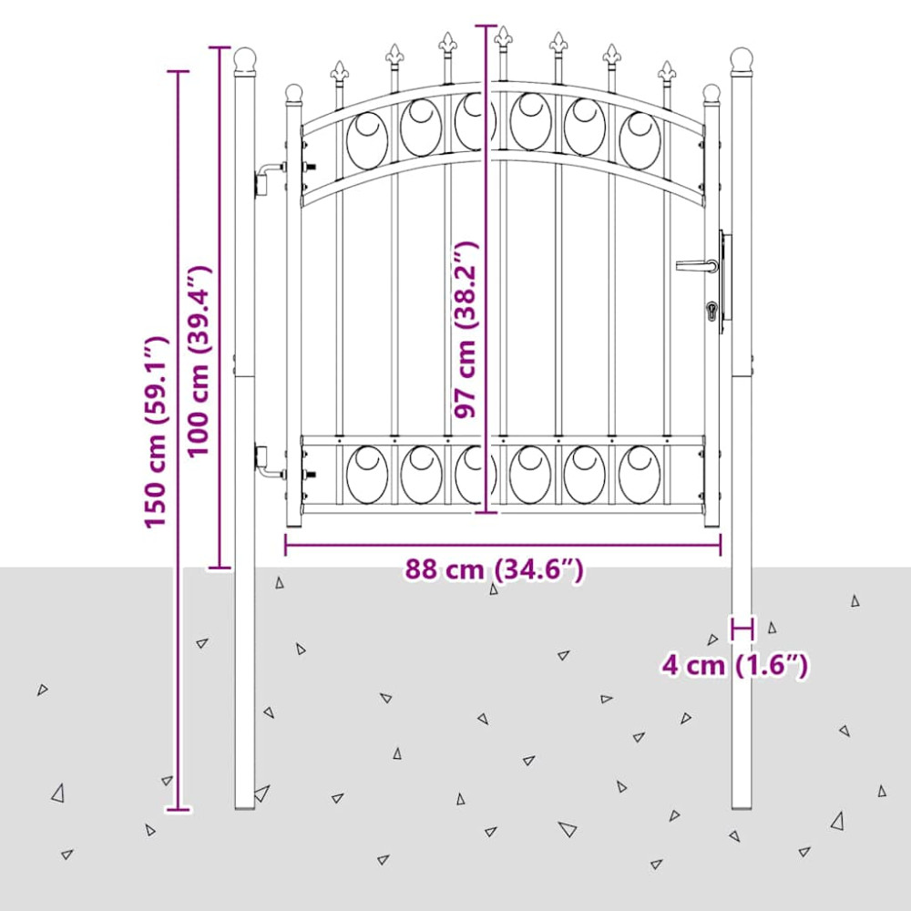 Produktbild för Stängsel Grind med Spikar EMMEN 100 x 100 cm