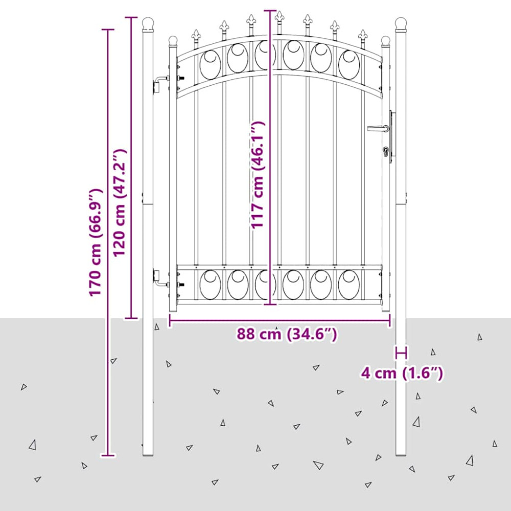 Produktbild för Stängsel Grind med Spikar EMMEN 150 x 100 cm