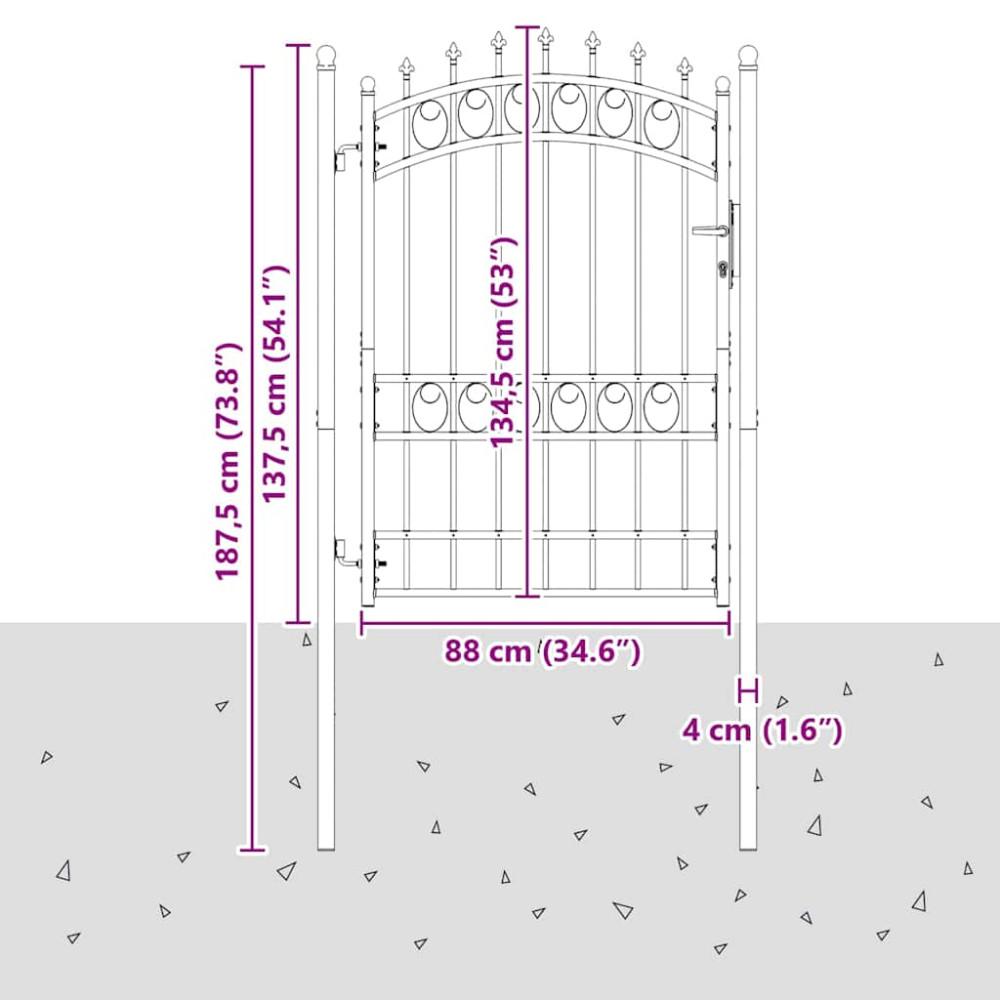 Produktbild för Stängsel Grind med Spikar EMMEN 170 x 100 cm