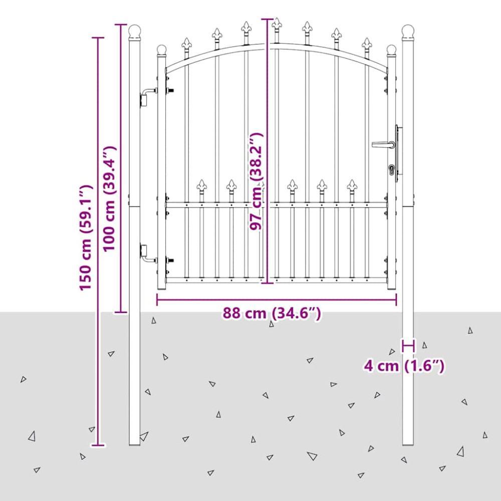 Produktbild för Stängsel Grind med Spikar EMMEN 100 x 100 cm