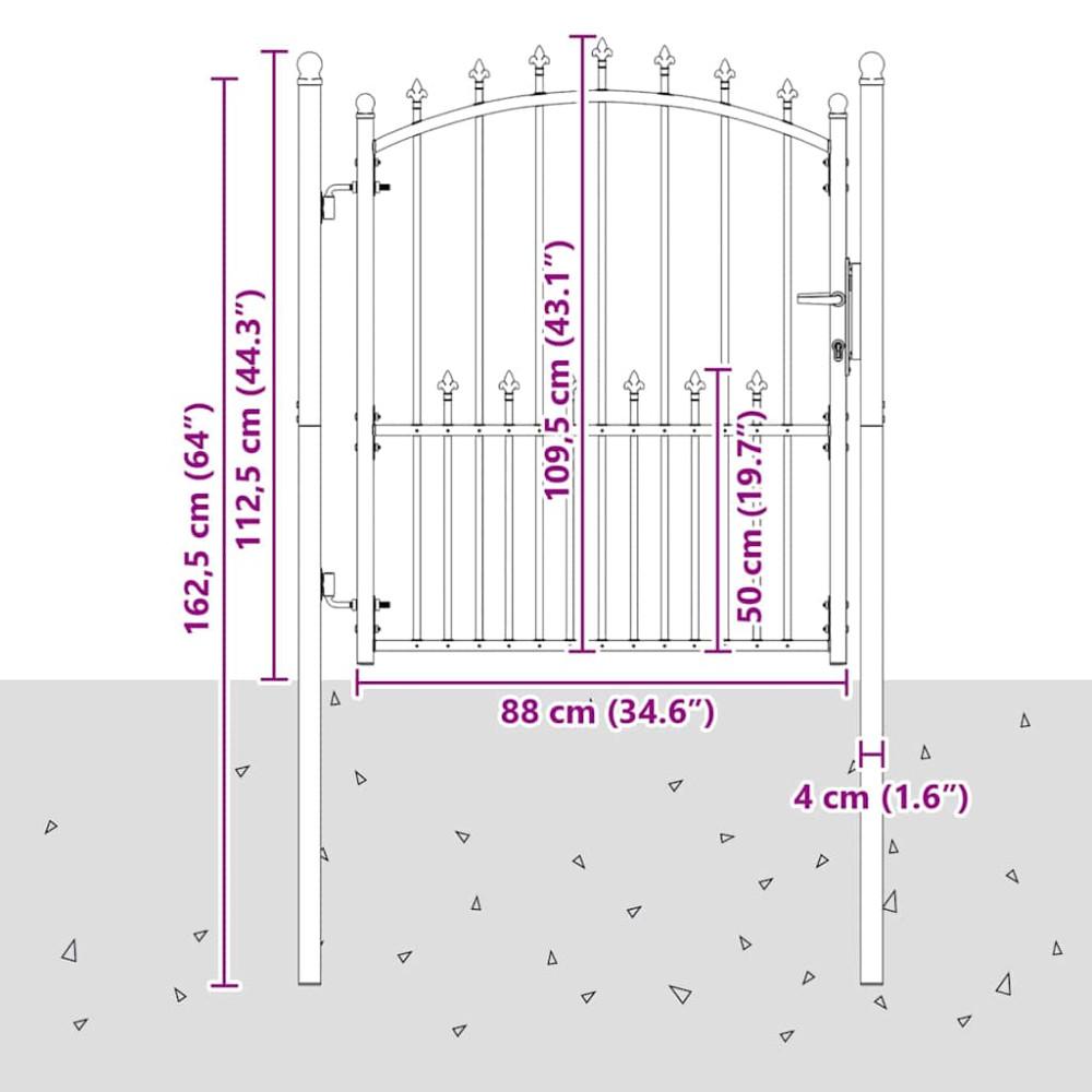 Produktbild för Stängsel Grind med Spikar EMMEN 125 x 100 cm