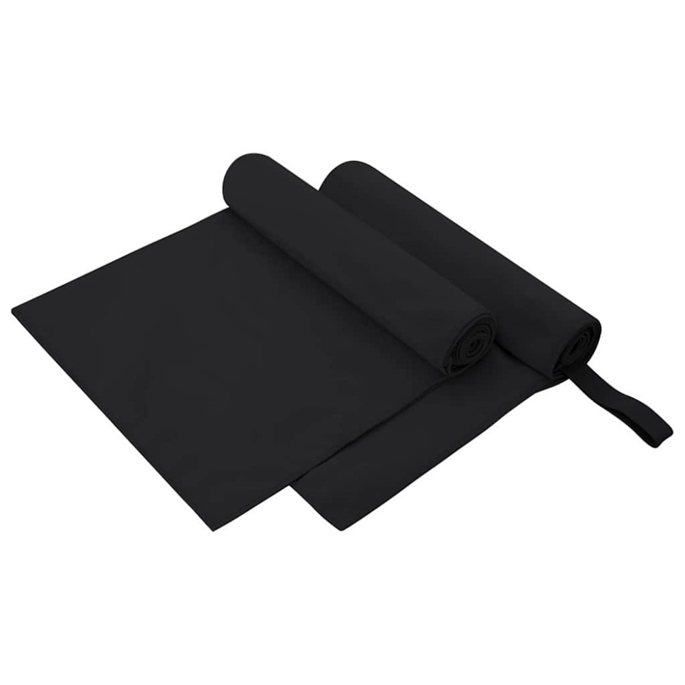 Produktbild för Sporthanddukar 2 pcs Svart 100 x 50 cm Polyester och polyamid