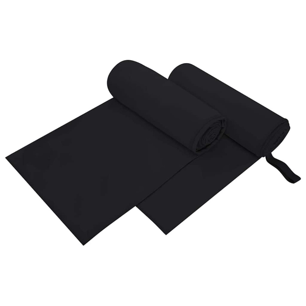 Produktbild för Sporthanddukar 2 pcs Svart 200 x 100 cm Polyester och polyamid