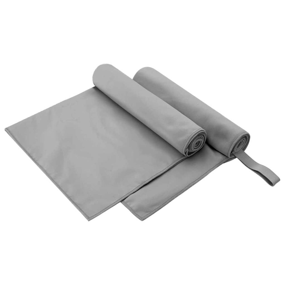 Produktbild för Sporthanddukar 2 pcs Mörkgrå 100 x 50 cm Polyester och polyamid