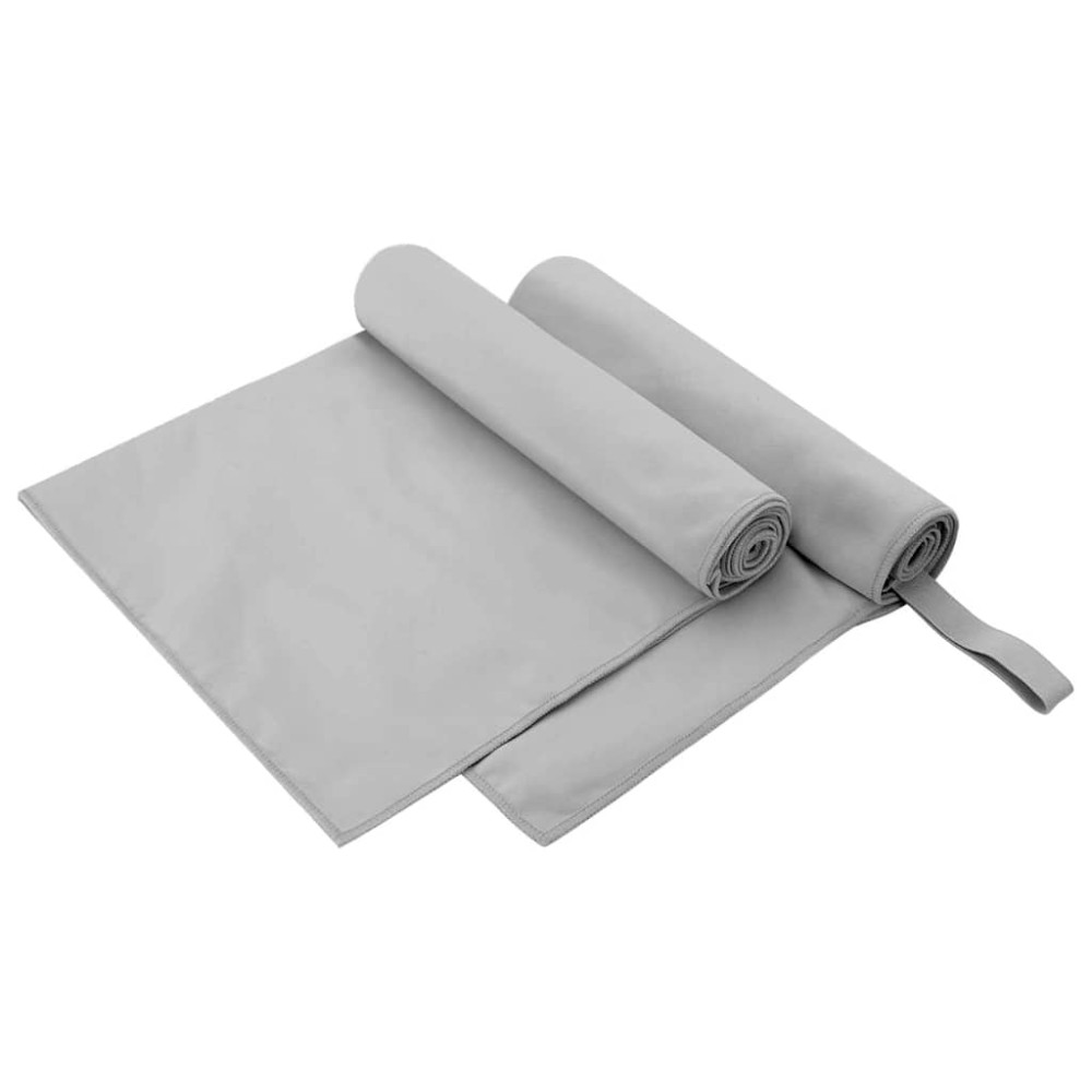 Produktbild för Sporthanddukar 2 pcs Grå 100 x 50 cm Polyester och polyamid