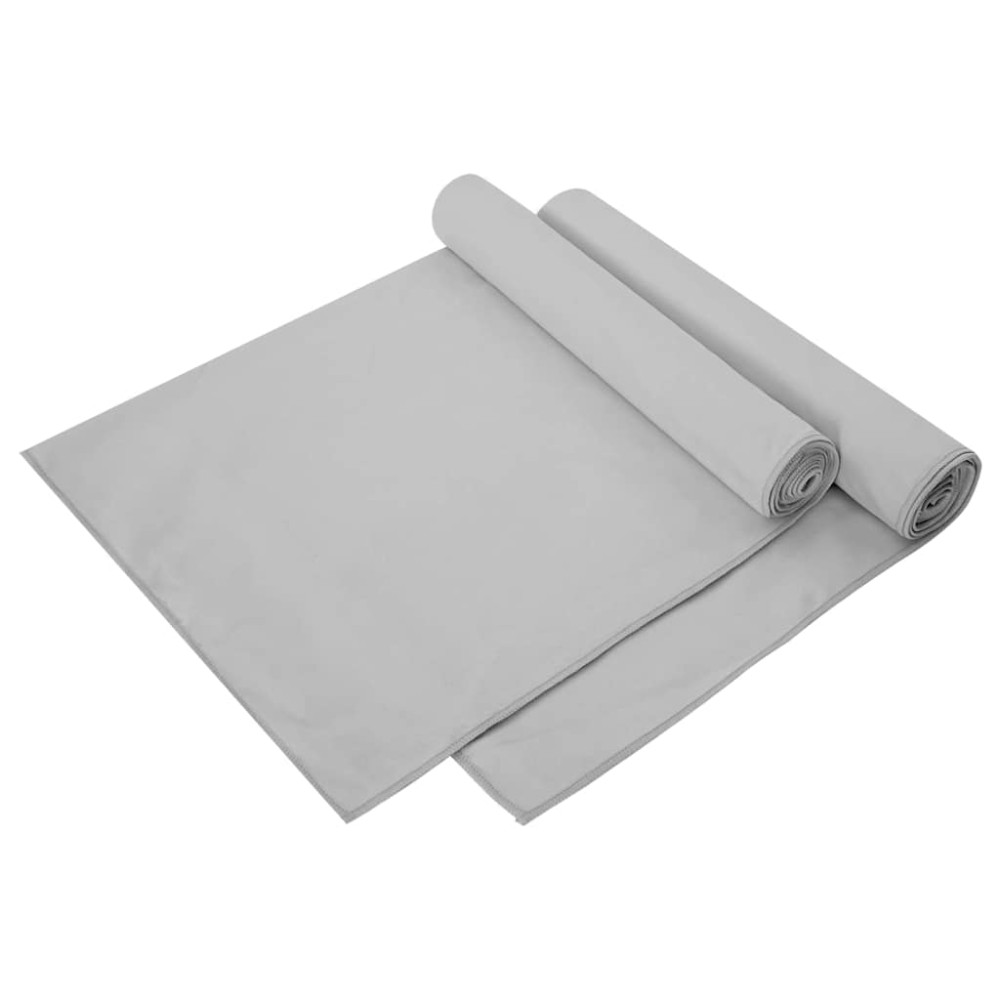 Produktbild för Sporthanddukar 2 pcs Grå 140 x 70 cm Polyester och polyamid