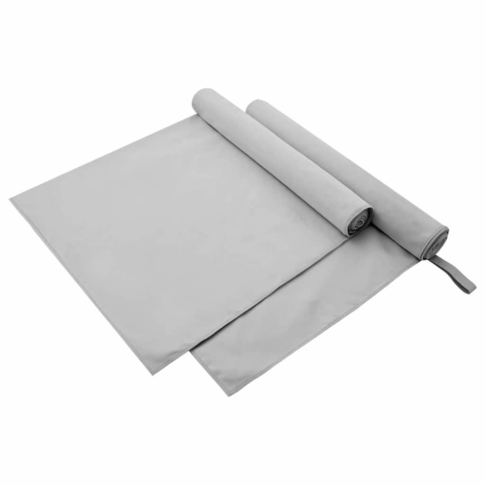 Produktbild för Sporthanddukar 2 pcs Grå 180 x 90 cm Polyester och polyamid