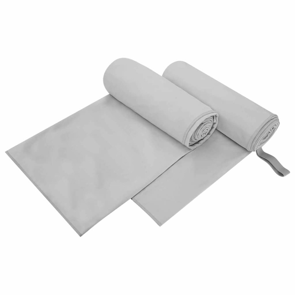 Produktbild för Sporthanddukar 2 pcs Grå 200 x 100 cm Polyester och polyamid