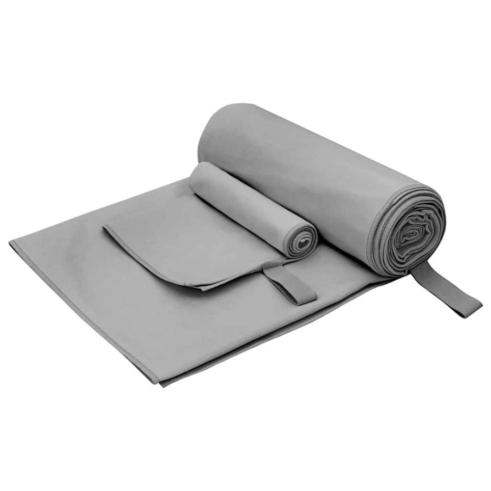 Produktbild för Sporthandduk Set 2 pcs Mörkgrå tyg