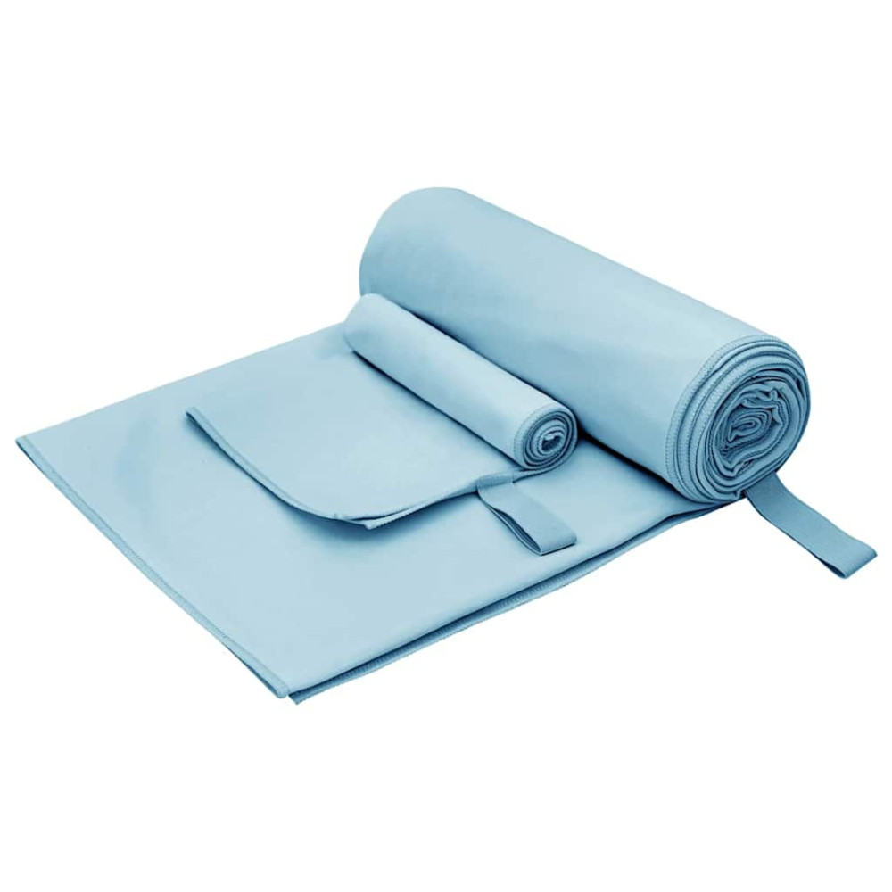 Produktbild för Sporthandduk Set 2 pcs Blå tyg