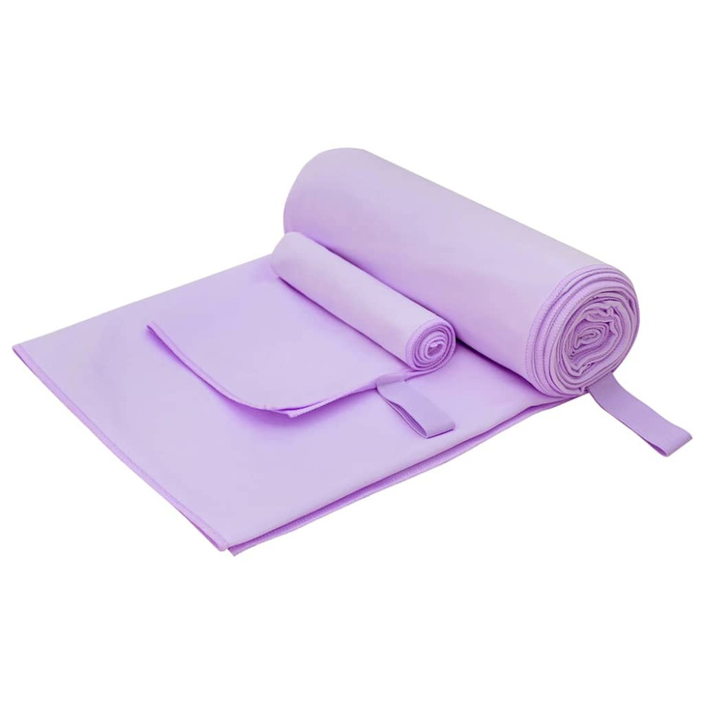 Produktbild för Sporthandduk Set 2 pcs Lila tyg