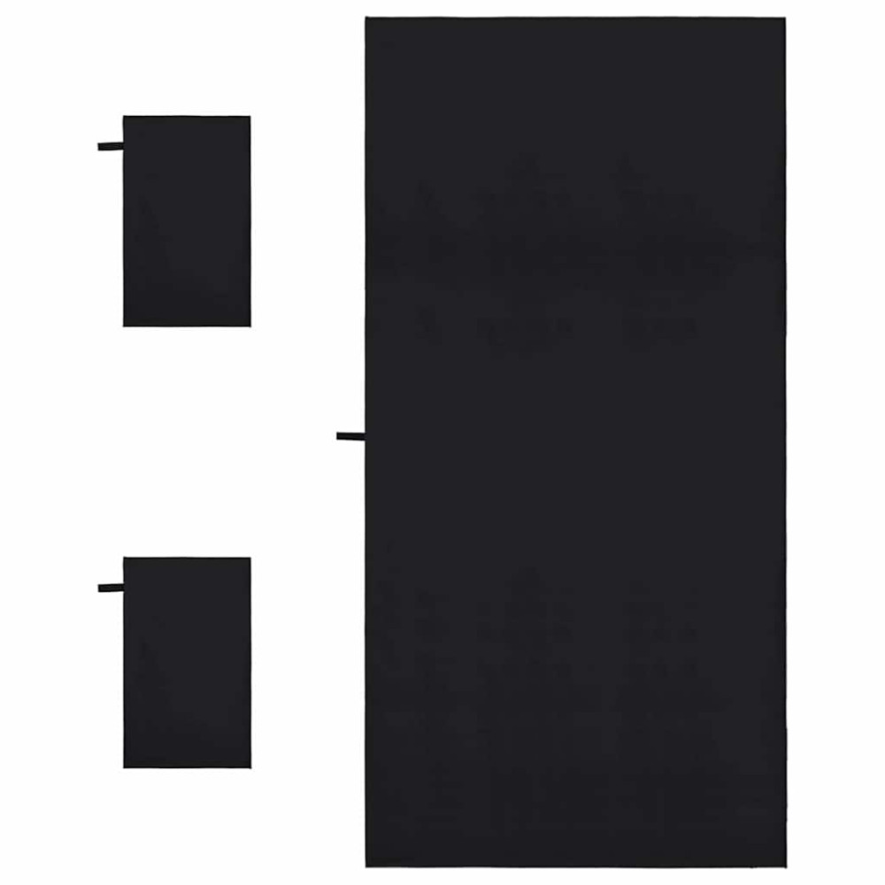 Produktbild för Sporthandduk Set 3 pcs Svart Polyester och polyamid