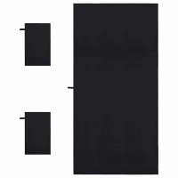 Produktbild för Sporthandduk Set 3 pcs Svart Polyester och polyamid