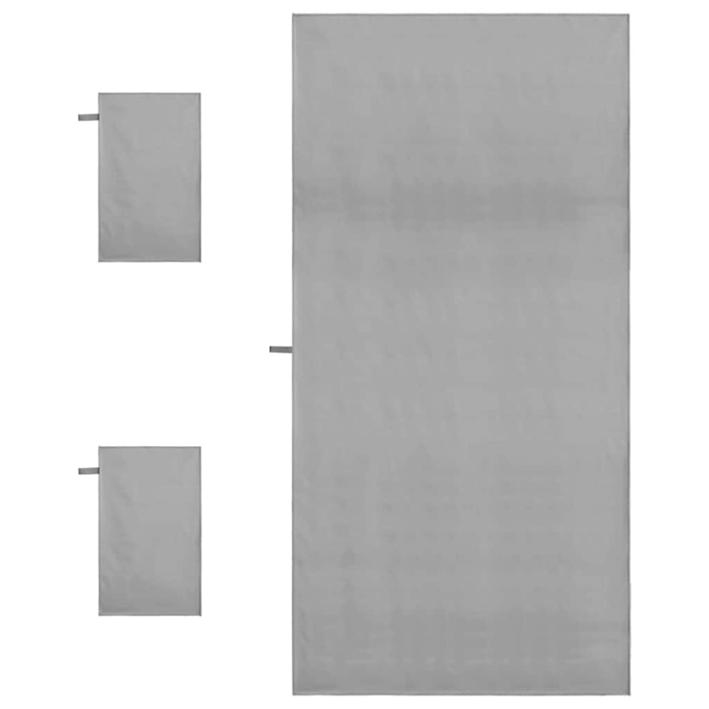 Produktbild för Sporthandduk Set 3 pcs Mörkgrå Polyester och polyamid