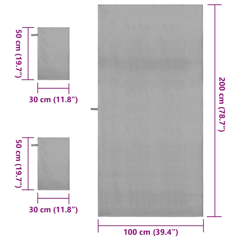 Produktbild för Sporthandduk Set 3 pcs Mörkgrå Polyester och polyamid