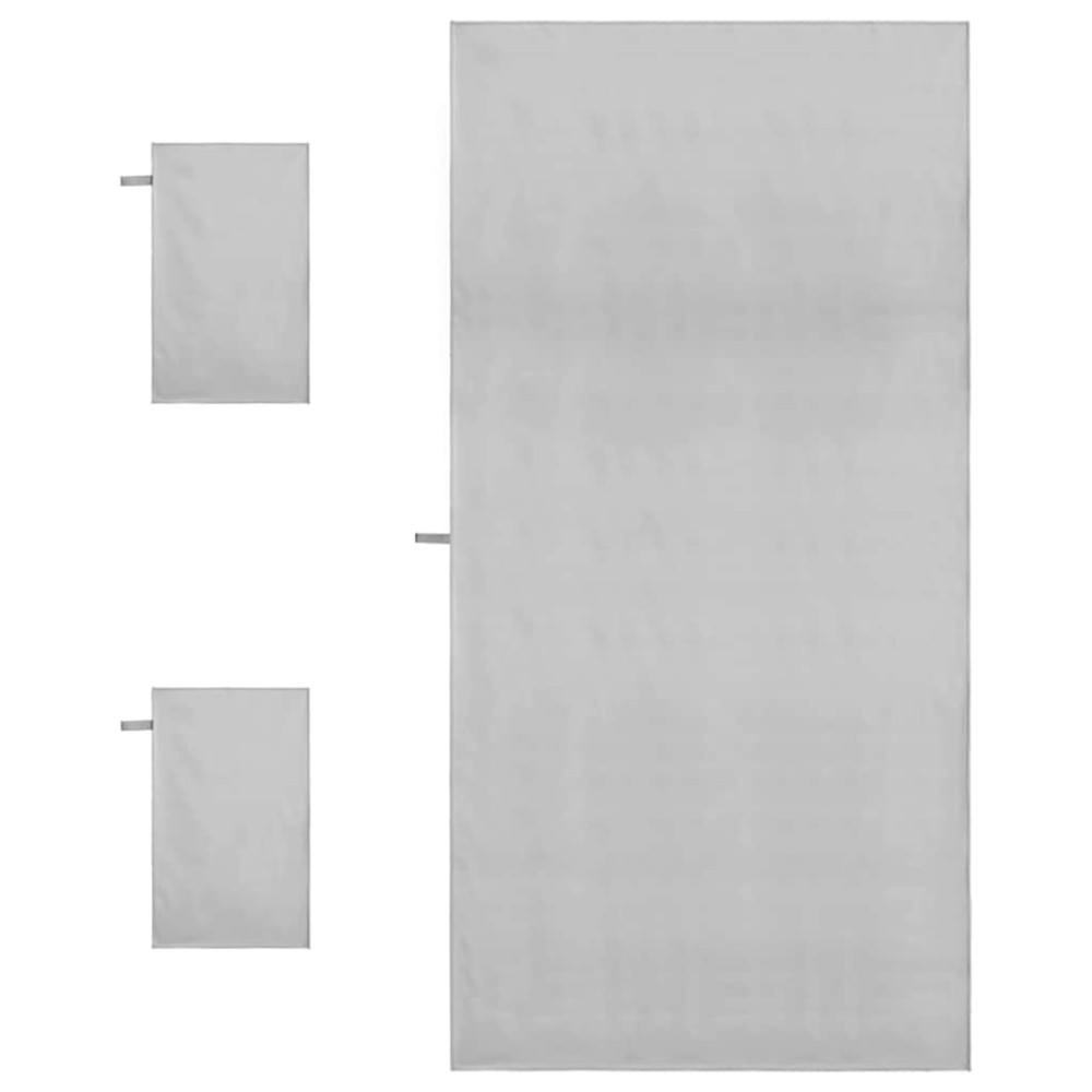 Produktbild för Sporthandduk Set 3 pcs Grå Polyester och polyamid