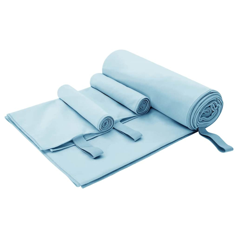 Produktbild för Sporthandduk Set 3 pcs Blå Polyester och polyamid