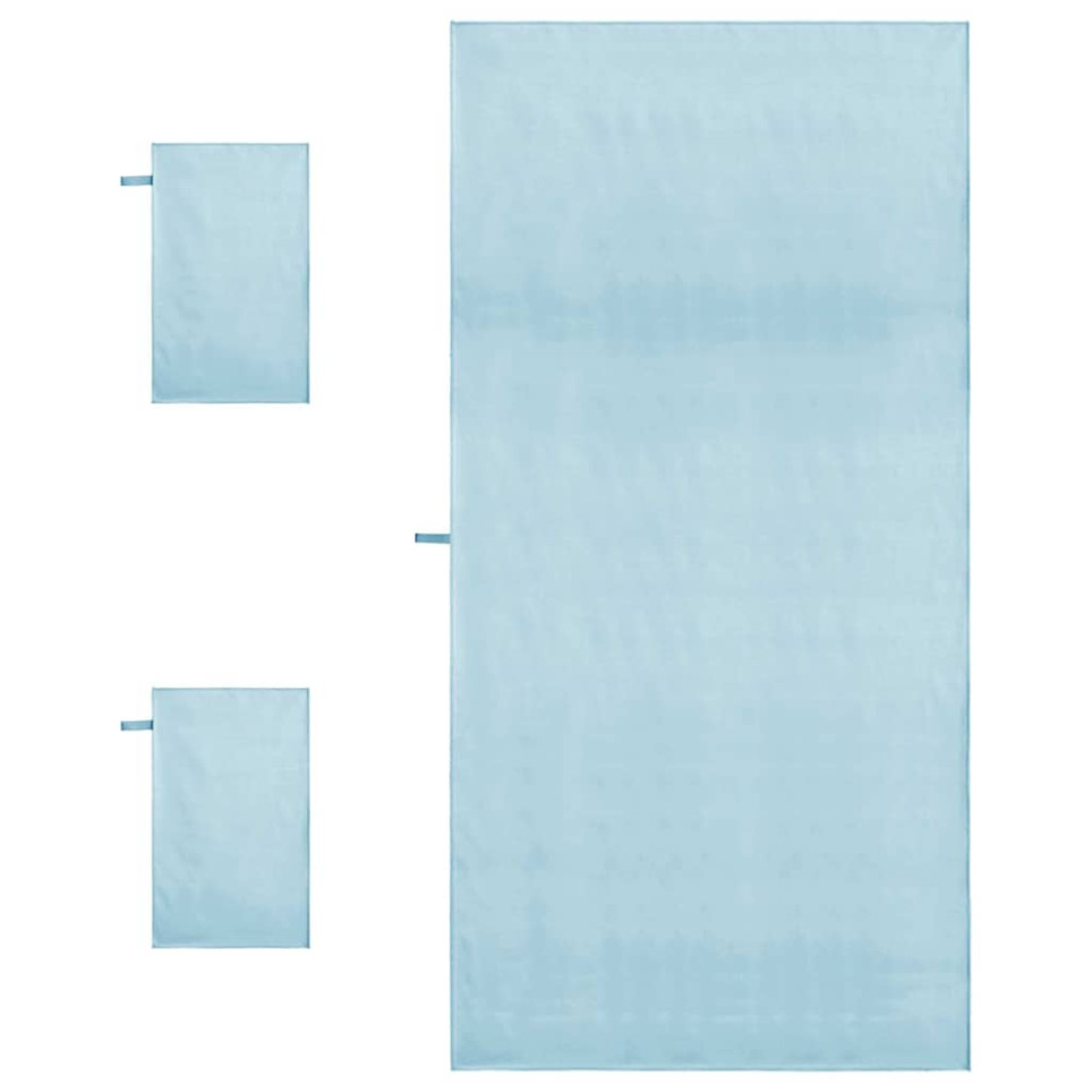 Produktbild för Sporthandduk Set 3 pcs Blå Polyester och polyamid