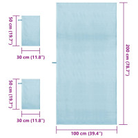 Produktbild för Sporthandduk Set 3 pcs Blå Polyester och polyamid