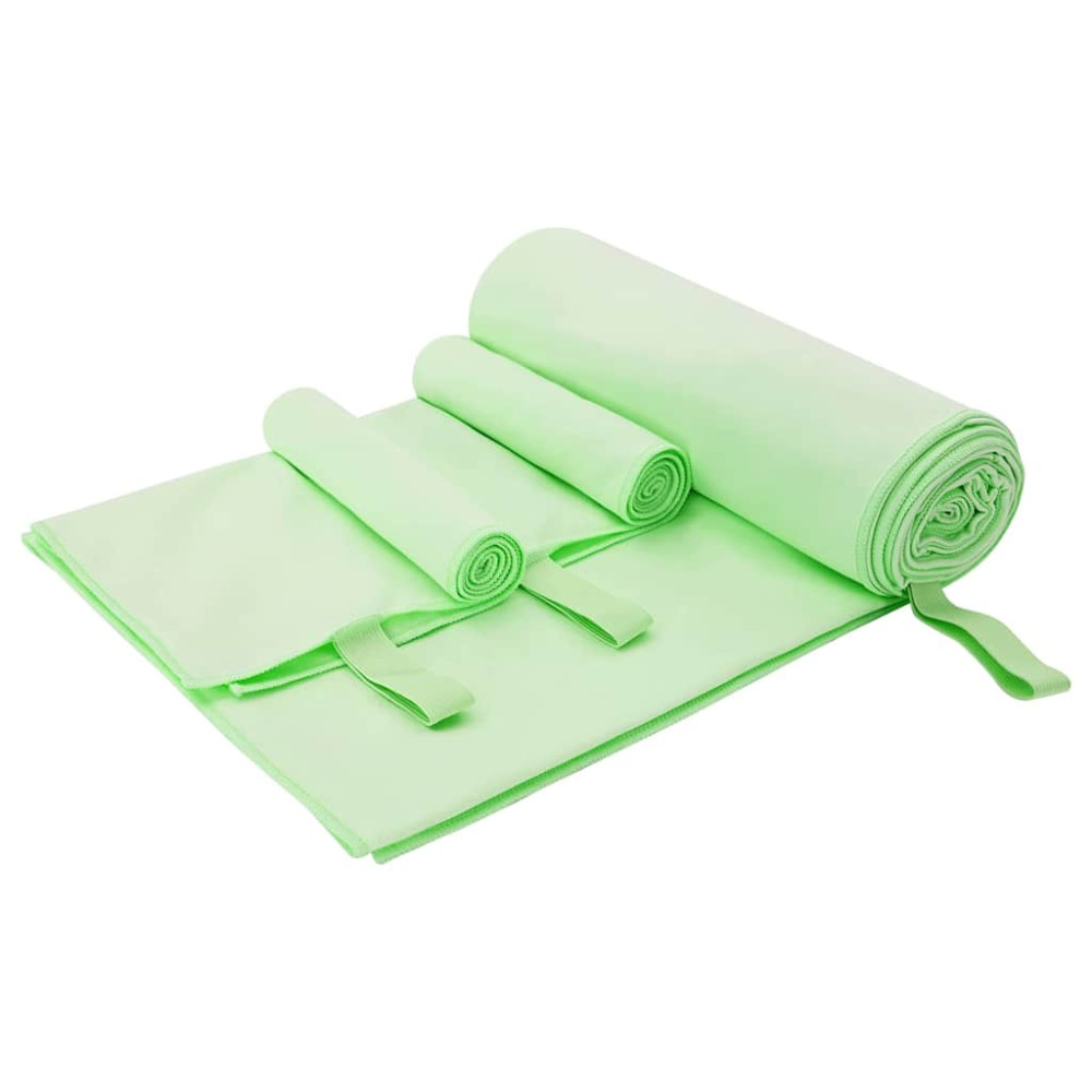 Produktbild för Sporthandduk Set 3 pcs Grön Polyester och polyamid