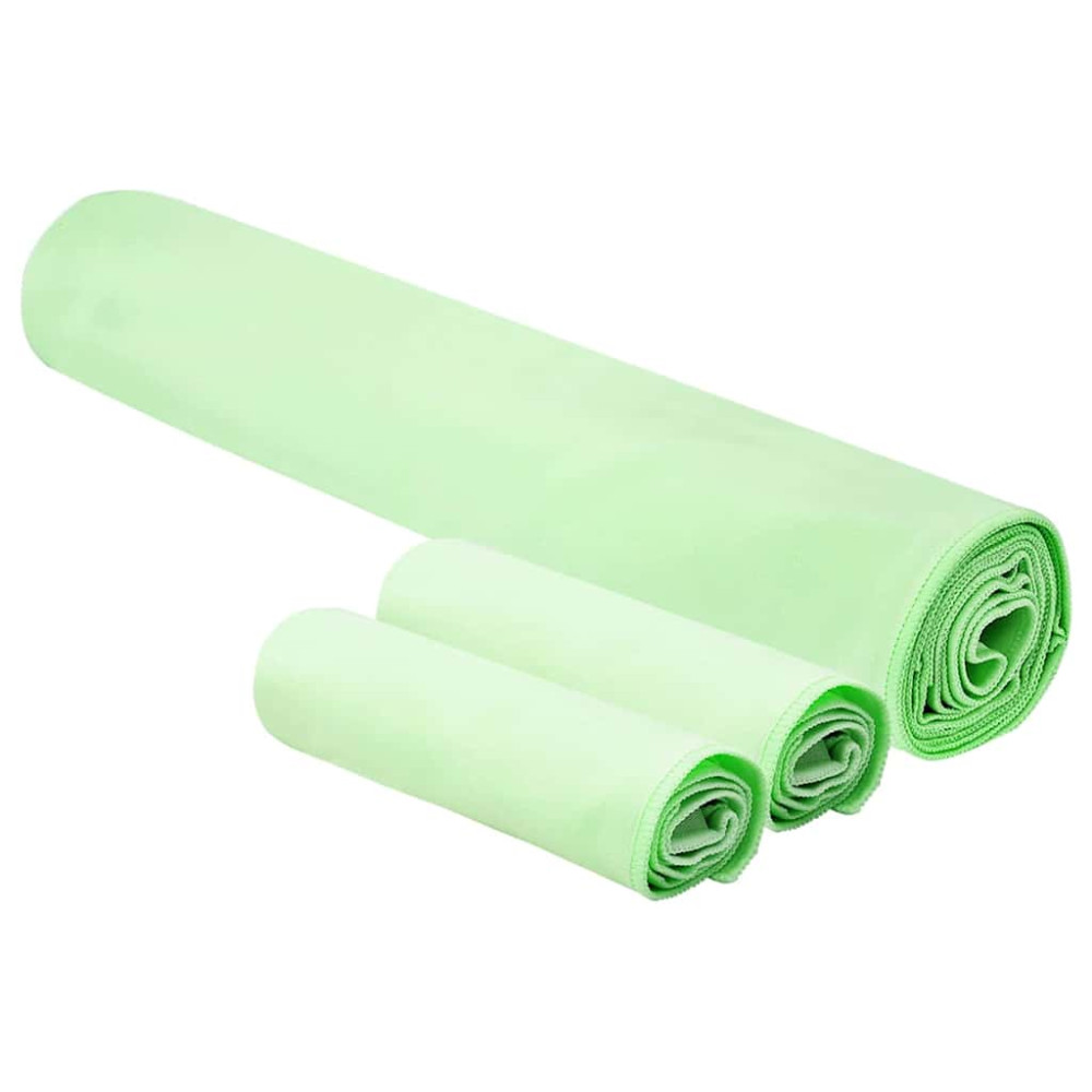 Produktbild för Sporthandduk Set 3 pcs Grön Polyester och polyamid