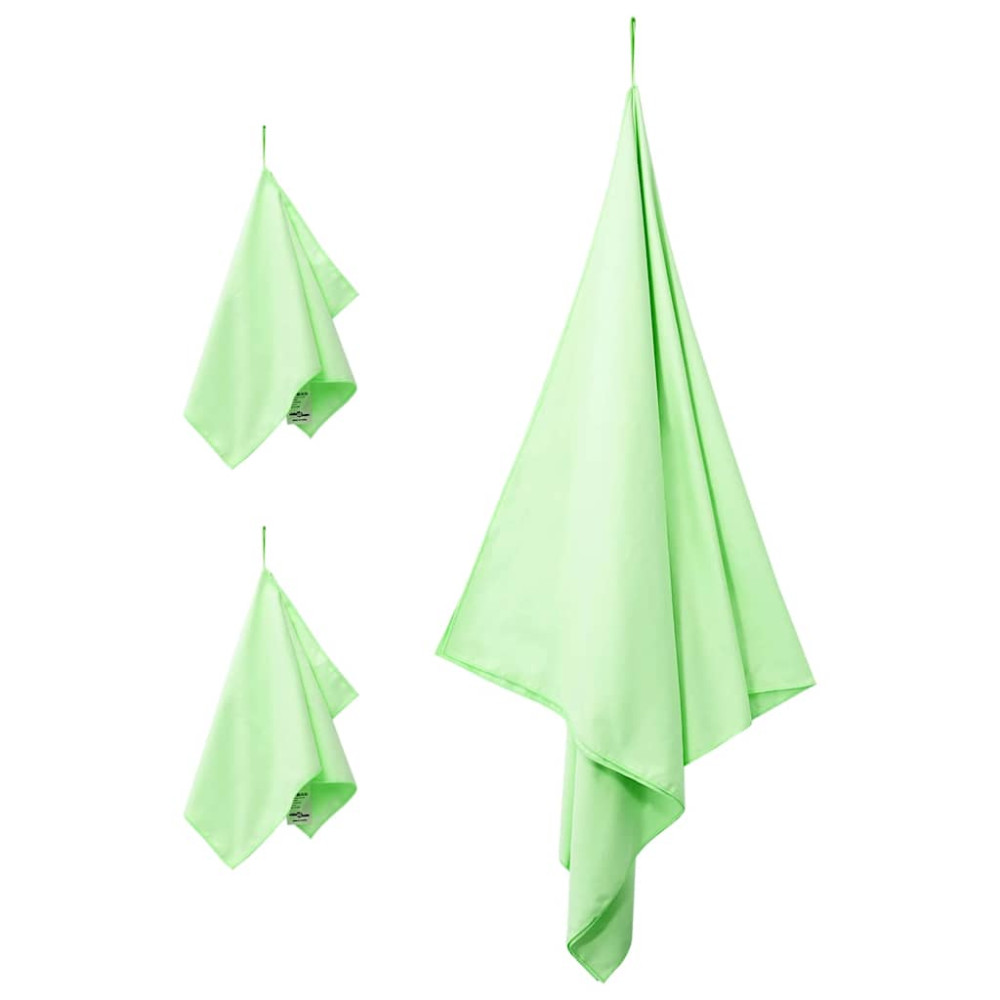 Produktbild för Sporthandduk Set 3 pcs Grön Polyester och polyamid