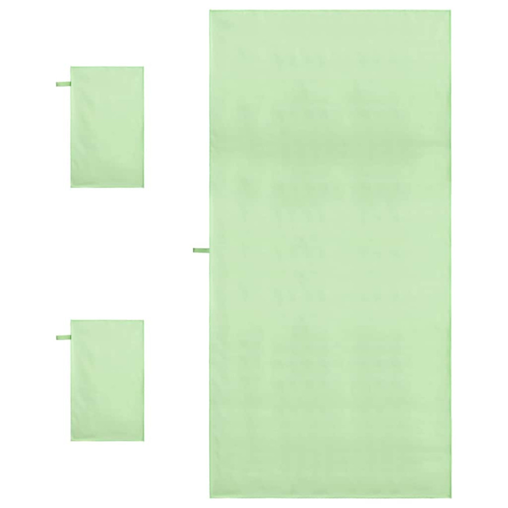 Produktbild för Sporthandduk Set 3 pcs Grön Polyester och polyamid