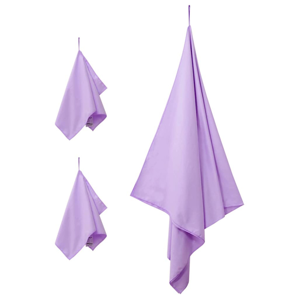 Produktbild för Sporthandduk Set 3 pcs Lila Polyester och polyamid