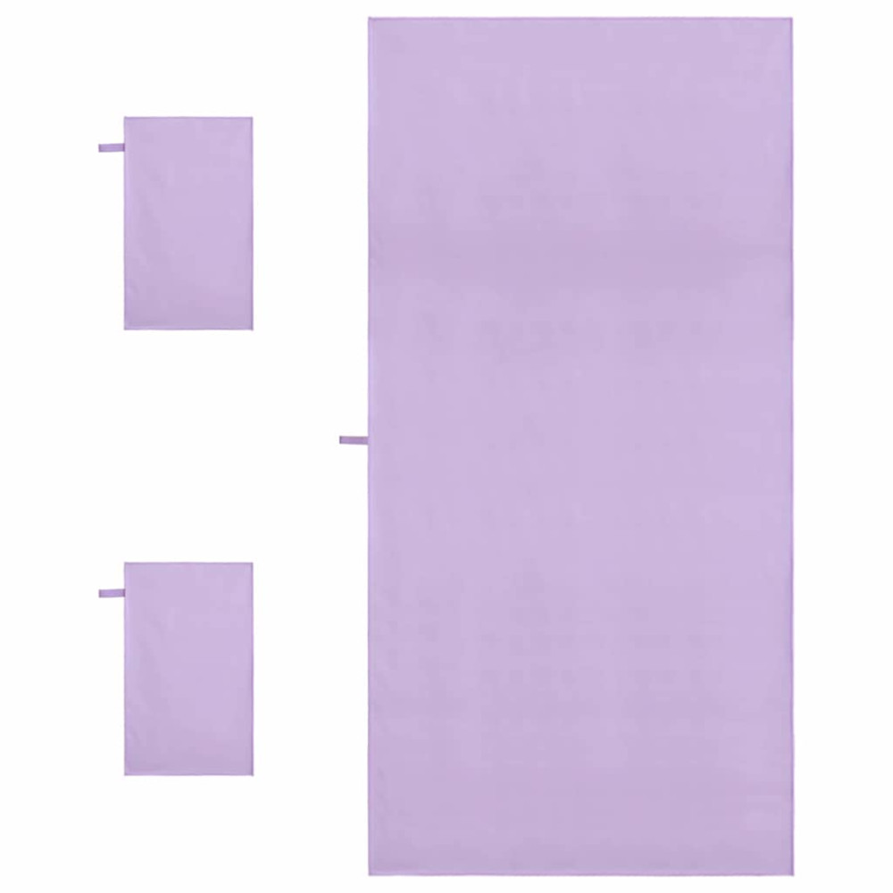 Produktbild för Sporthandduk Set 3 pcs Lila Polyester och polyamid