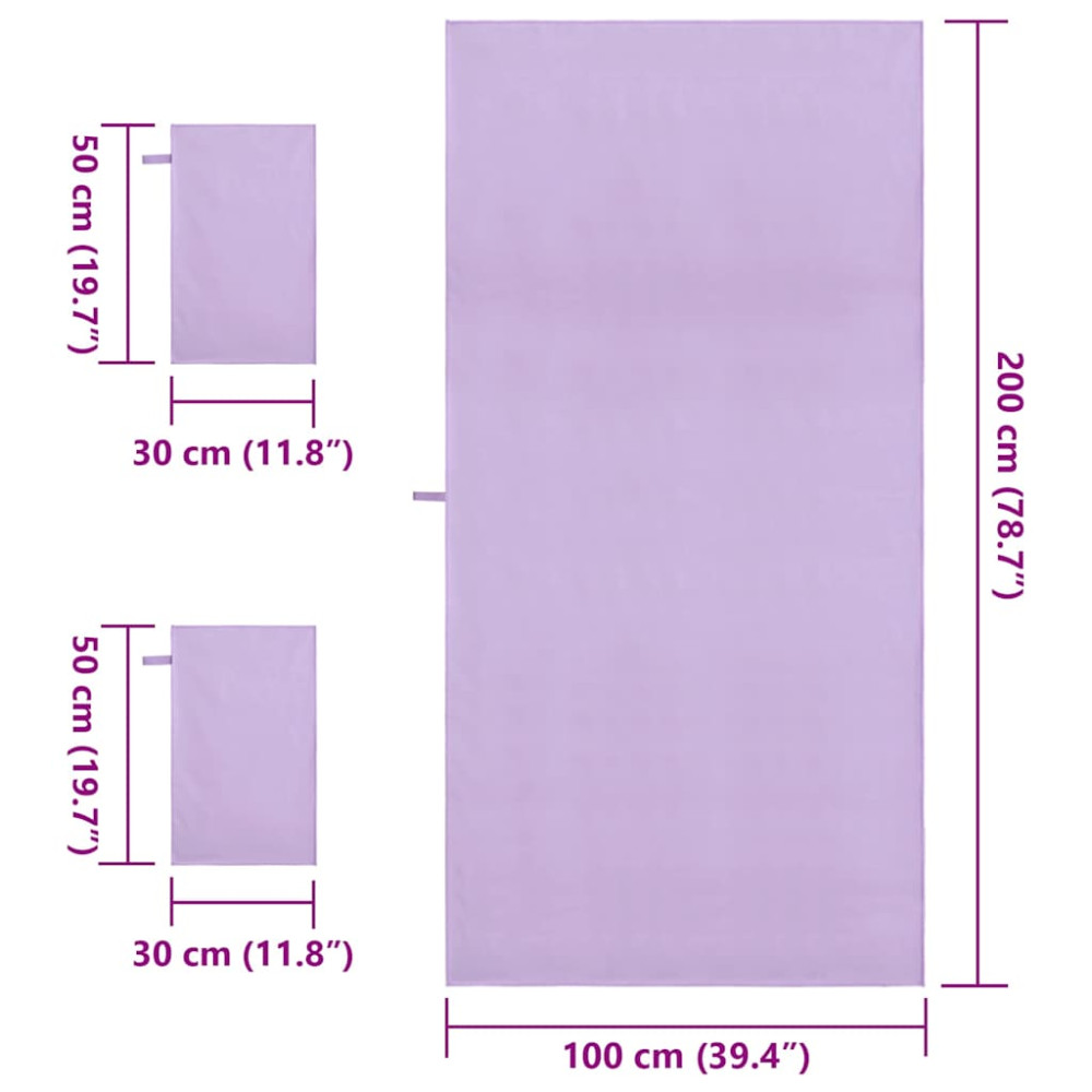 Produktbild för Sporthandduk Set 3 pcs Lila Polyester och polyamid