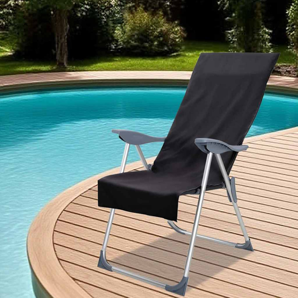 Produktbild för Utomhus Stols Handdukar 2 pcs Svart 130 x 60 cm