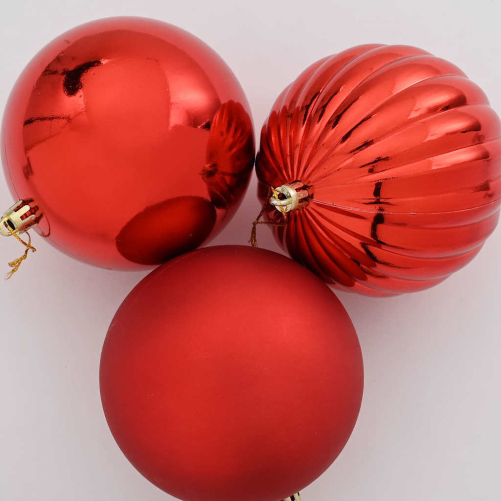 Produktbild för Julgranskulor Set XXL 3 st Röd Plast