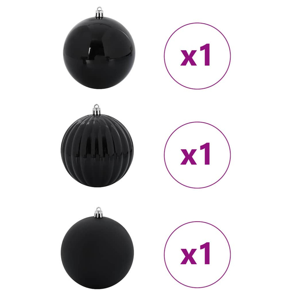 Produktbild för Julkula Set XXL 3 st Svart Plast