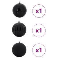 Produktbild för Julkula Set XXL 3 st Svart Plast