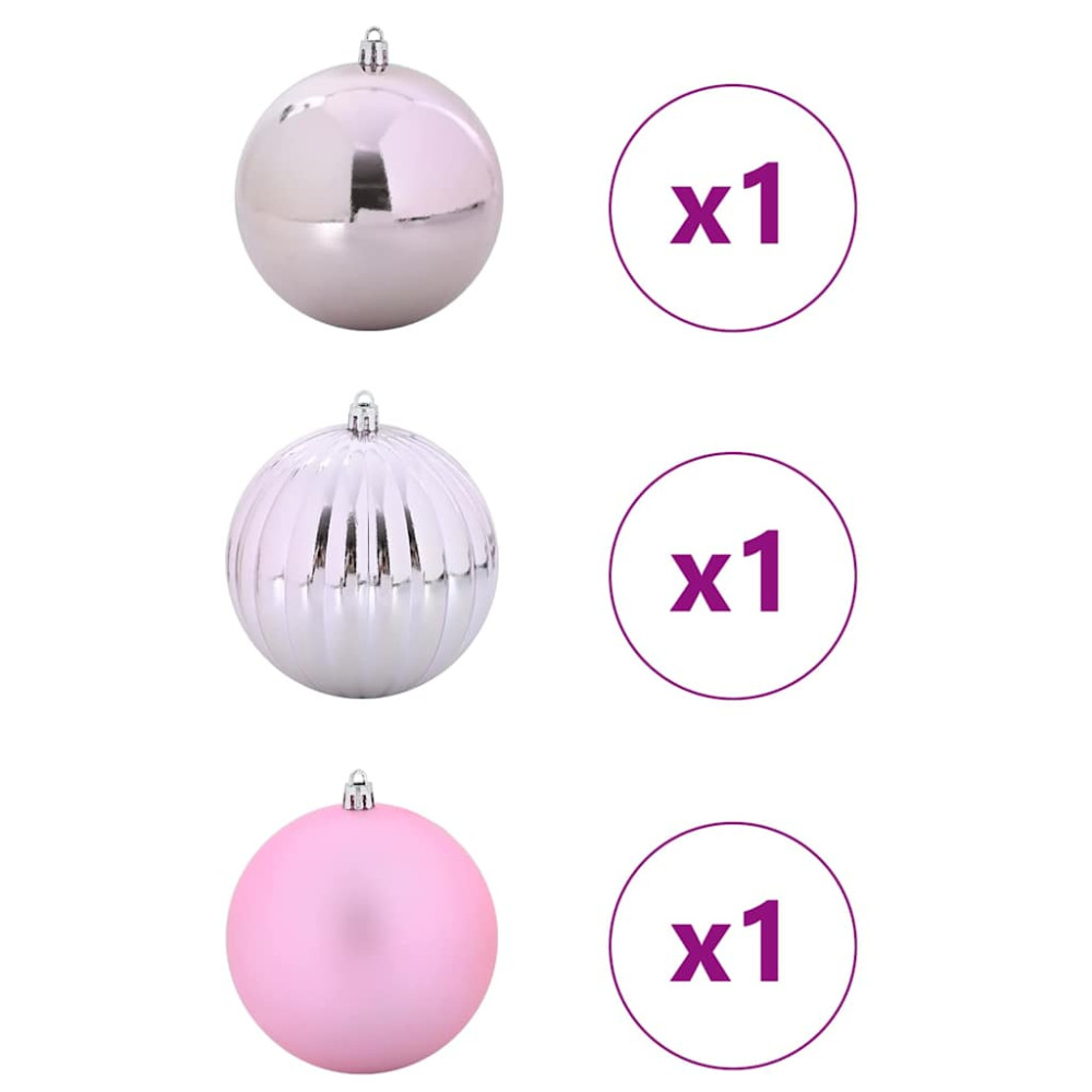 Produktbild för Julkula Set XXL 3 st Rosa Plast